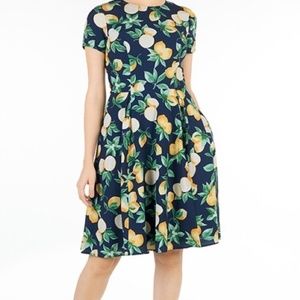 Eshakti Lemon Print  Short Sleeve Dress